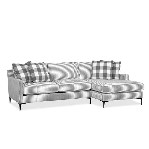 CLOSEOUT! Laylanna 108" 2-Pc. Fabric Striped Sectional with Chaise, Created for Macy's