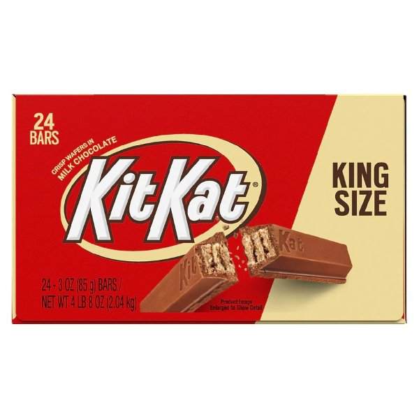 Milk Chocolate King Size Wafer Candy, Individually Wrapped, Bar