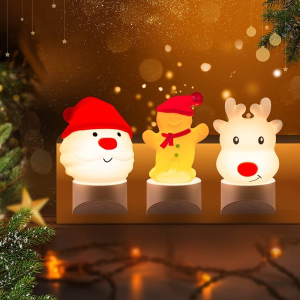 JADENS Christmas Decorations Plug-in Night Light 3 Pack