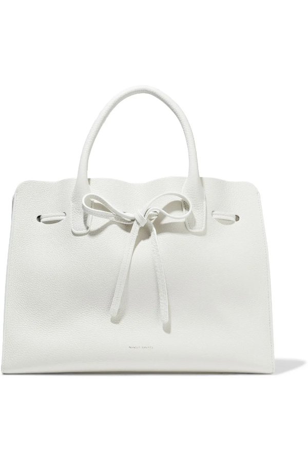 Sun large bow-detailed pebbled-leather tote
