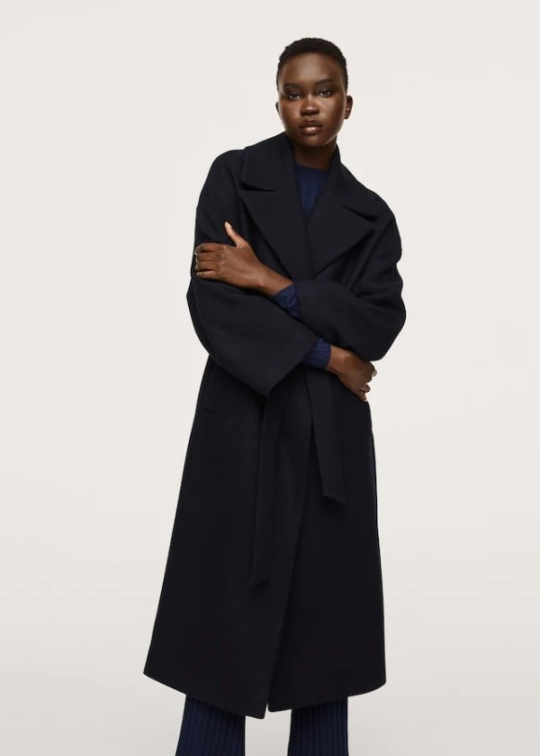 Wide lapel wool-blend coat - Women | Mango USA