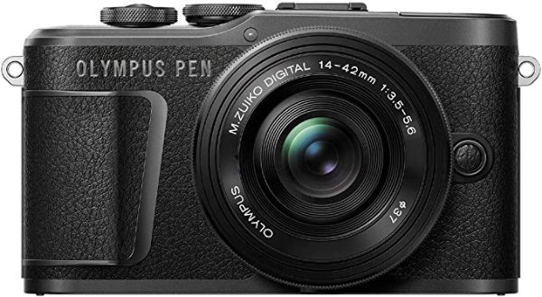PEN E-PL10 微型四分之三系统相机套件 包括 14-42 毫米 M.Zuiko EZ 镜头、外壳中的图像稳定、旋转显示器、4K 视频、Wi-Fi、16 种艺术滤镜、9 种高级照片模式、黑色