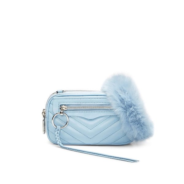 Double Zip Crossbody With Faux Fur Guitar Strap