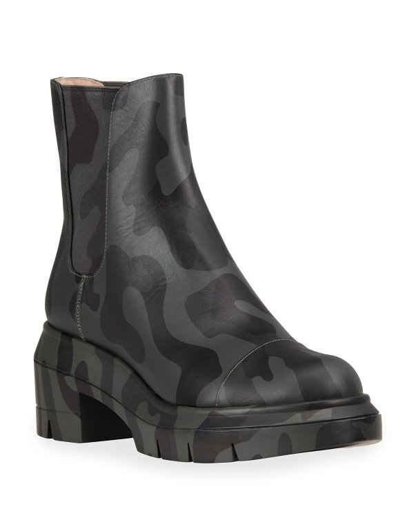 Norah Camo-Print Leather Chelsea Boots