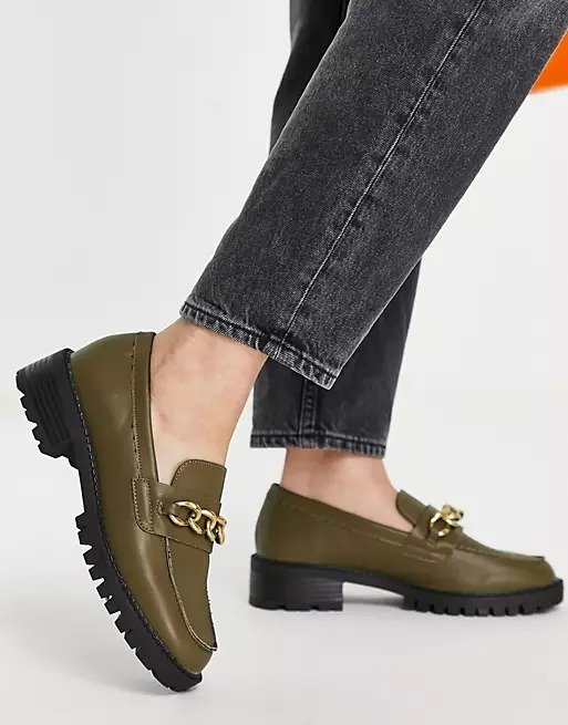 chunky loafers with chain in green