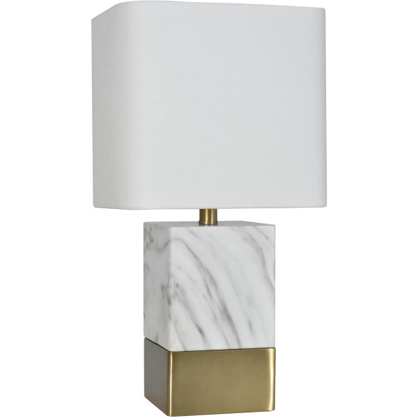 Gray and White Faux Marble Table Lamp