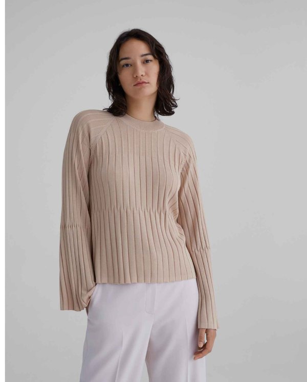 Bell Sleeve Ribbed Sweater