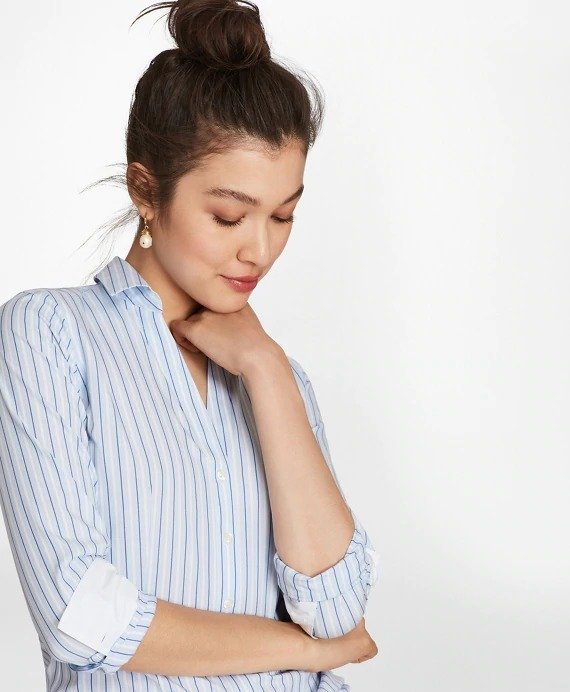 Non-Iron Striped Stretch-Cotton Poplin Shirt | Brooks Brothers