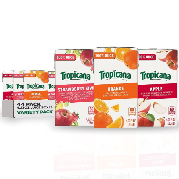 100% Juice Box, 3 Flavor Variety Pack, 4.23oz, 44 Count