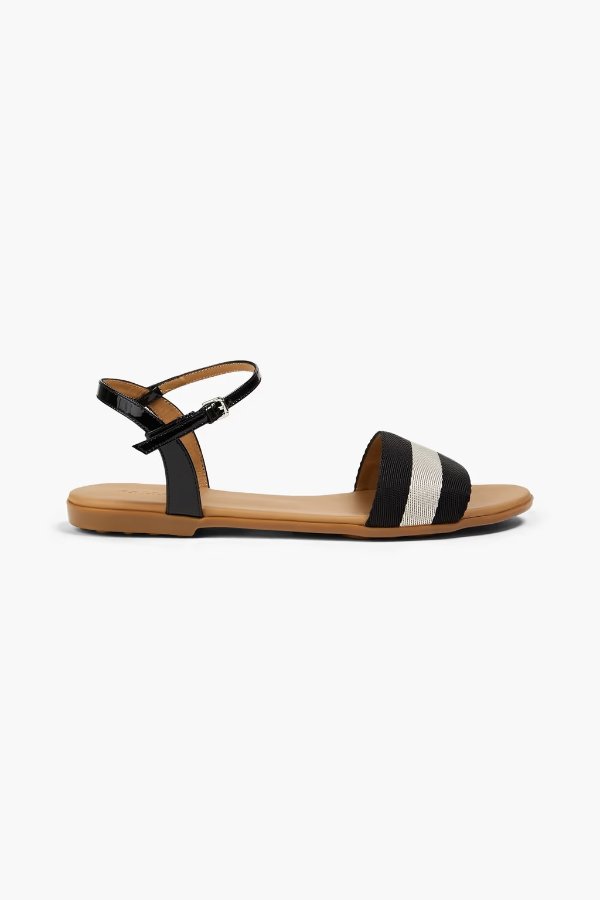 Shiba striped canvas and patent-leather sandals