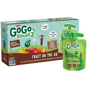 GoGo squeeZ 无糖苹果泥，混合口味、肉桂口味 12袋装