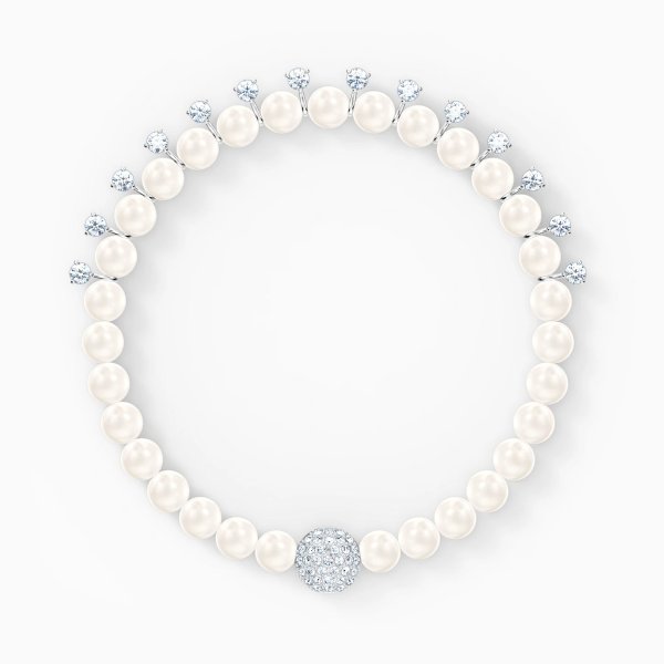 Treasure Pearl Bracelet, White, Rhodium plated by SWAROVSKI