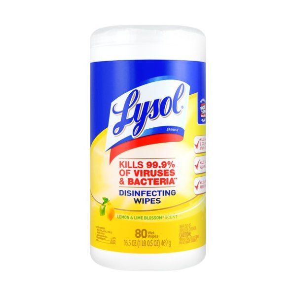 Lysol 杀菌消毒湿巾 99.9%杀灭细菌病毒 3倍清洁力 80片入 柑橘香型