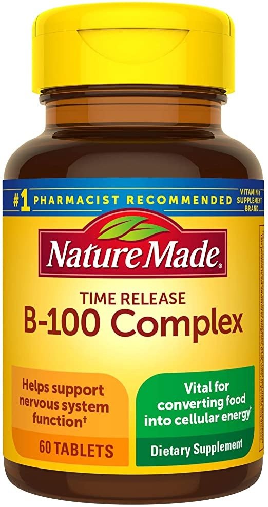 Nature Made B-100 Complex Time Release Tablets, 60 Count for Metabolic Health