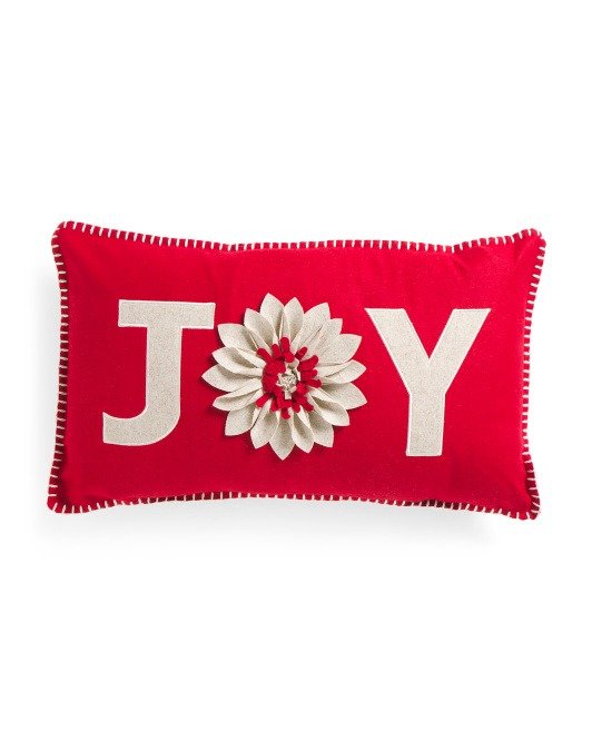 14x24 Joy Poinsettia Pillow
