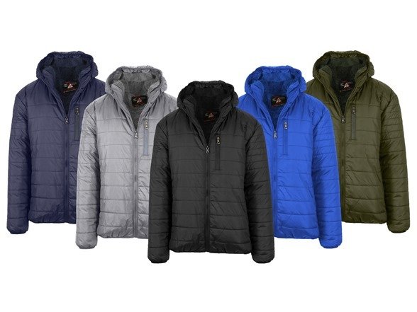 Men's Sherpa Fleece-Lined Hooded Puffer Jacket (Sizes, S to 2XL)