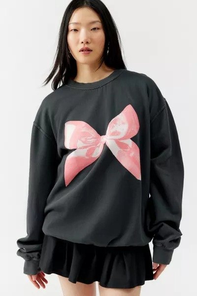 Overdyed Bow Pullover Sweatshirt