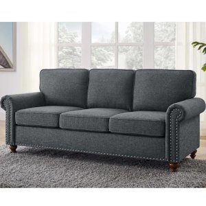Conora Grey  Dinnie 78'' Linen-Like Fabric Sofa