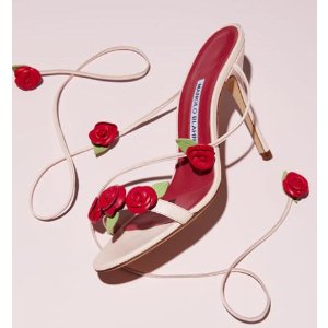Manolo Blahnik Xiafore Rose Ankle-Wrap Sandal, Pink/Red @ Neiman Marcus