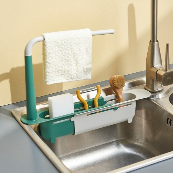 7.73US $ 31% OFF|Telescopic Sink Shelf Kitchen Sinks Organizer Soap Sponge Holder Sink Drain Rack Storage Basket Kitchen Gadgets Accessories Tool - Racks & Holders - AliExpress