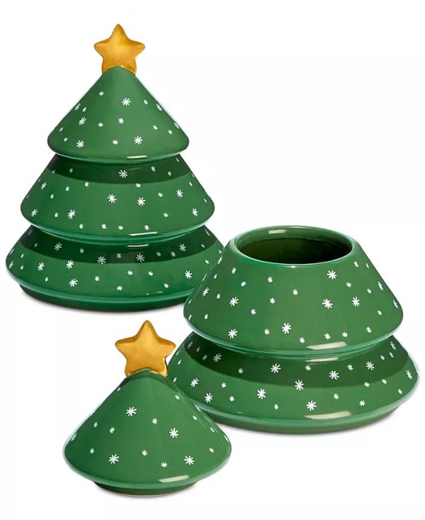 Holiday 2-Pc Tree Stoneware Cocottes Set, Created for Macy's