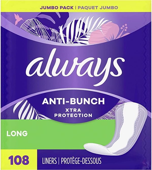 Anti-Bunch Xtra Protection Daily Liners Long Unscented, Anti Bunch Helps You Feel Comfortable, 108 Count