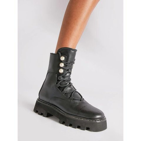 PEARLOGY Combat Boots in Black | Nicholas Kirkwood