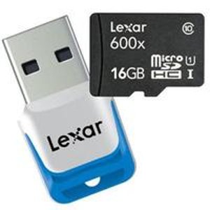 Lexar 雷克沙16GB 高速 Micro SDHC 600x Class 10 闪存卡 附带USB3.0读卡器 
