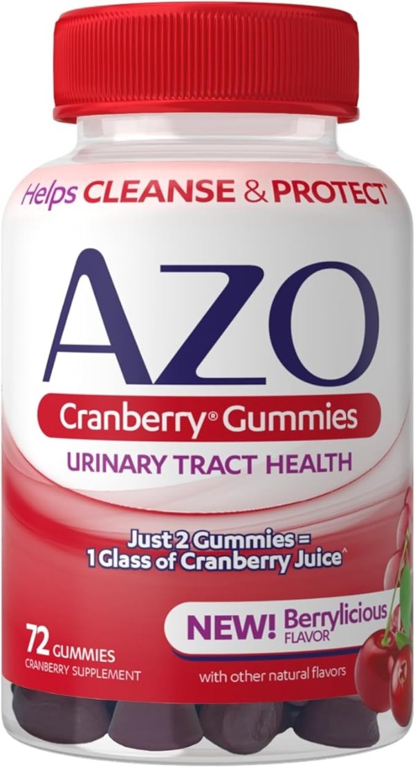 Cranberry Urinary Tract Health Gummies Dietary Supplement, 2 Gummies = 1 Glass of Cranberry Juice, Helps Cleanse & Protect, Natural Mixed Berry Flavor, 72 Gummies