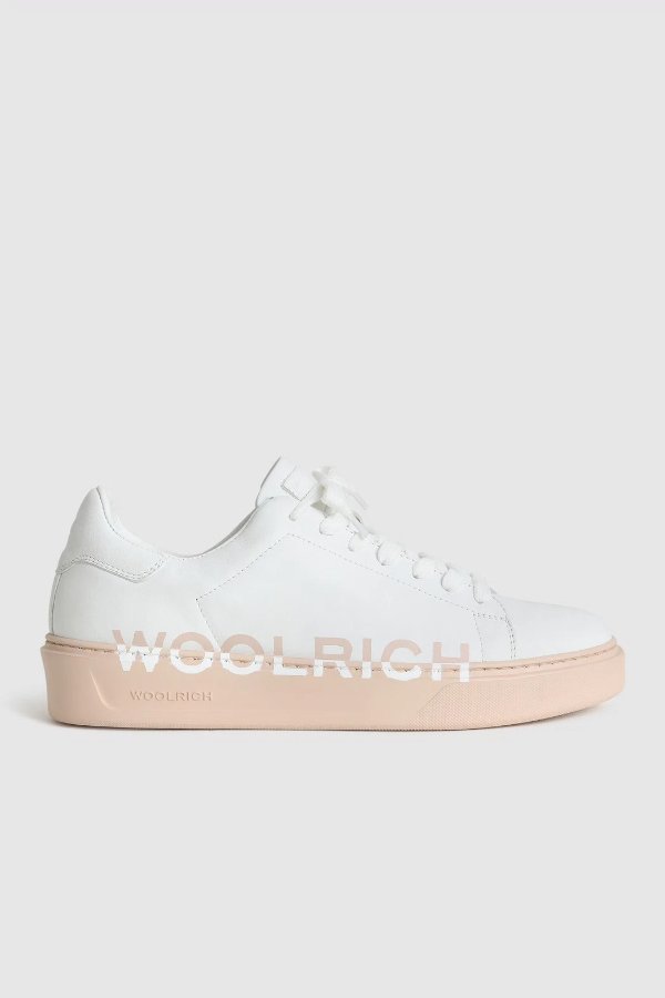 Court Sneakers with Logo Beige Whipped Cream