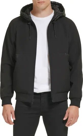 Mix Media Water Resistant Soft Shell Quilted Jacket