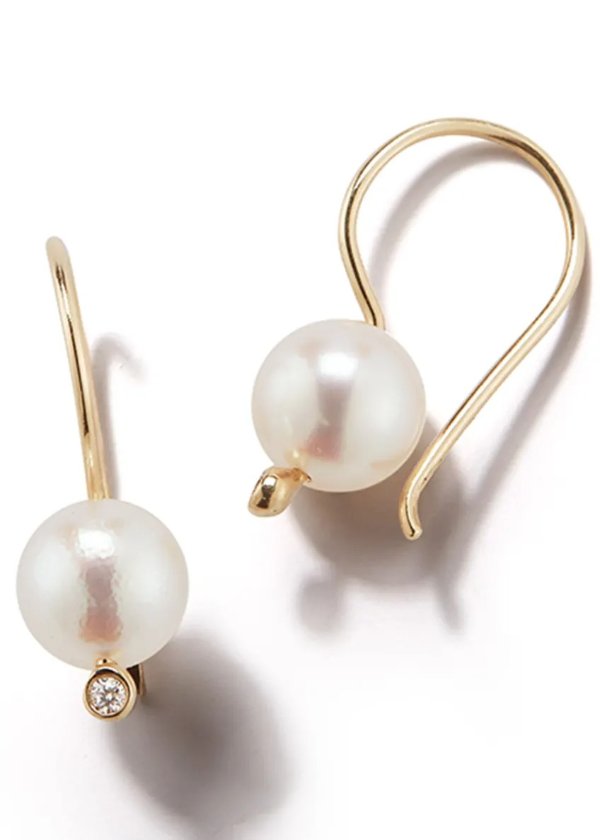 Small Pearl & Diamond Drop Earrings