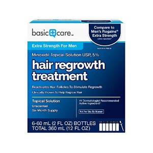 Basic Care Minoxidil Topical Solution USP, 5% Hair Regrowth Treatment for Men 12 FL OZ