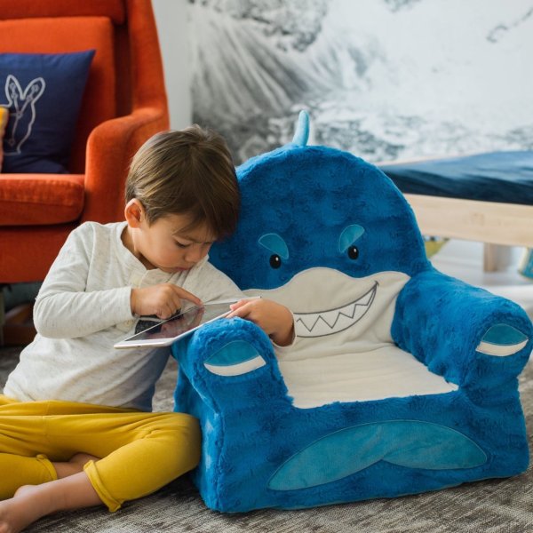 Adorable Shark Children's Chair, Standard Size, Machine Washable Removable Cover, 13"L x 18"W x 19"H