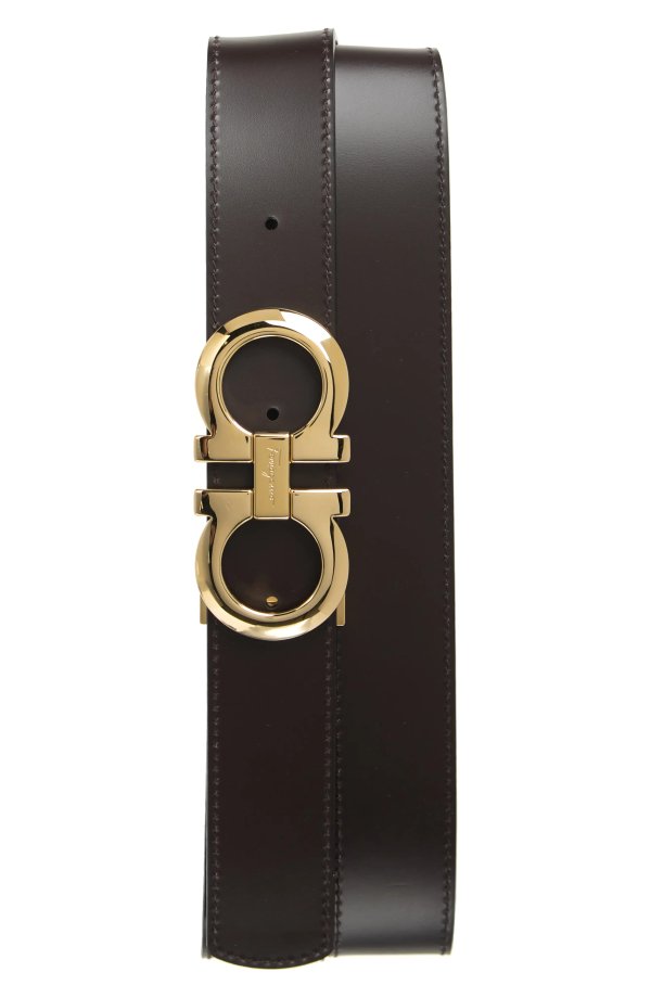 Reversible Double Gancio Leather Belt