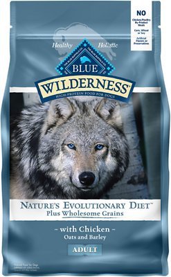 Blue Buffalo Wilderness Nature's Evolutionary Diet Plus Wholesome Grains Chicken, Oats and Barley Adult Dry Dog Food, 4.5-lb bag - Chewy.com