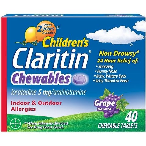 儿童Claritin 24小时抗过敏咀嚼片
