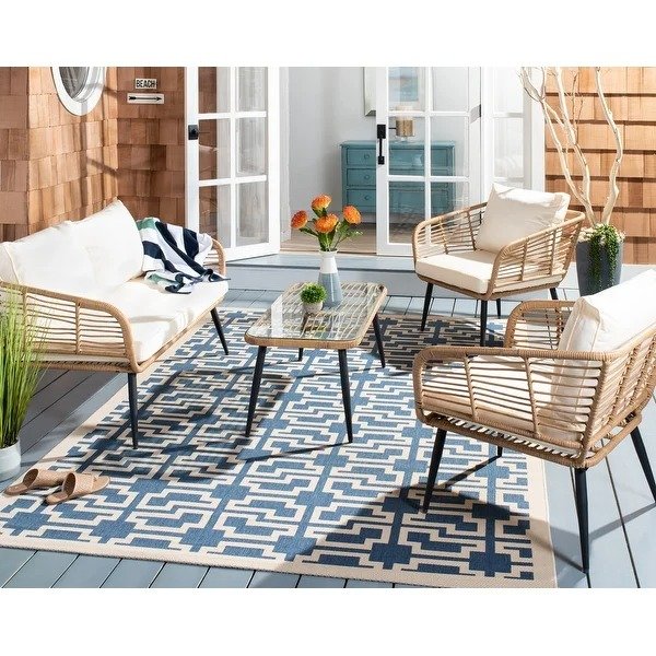 Outdoor Living Harrley 4-Piece Patio Set - Natural/White