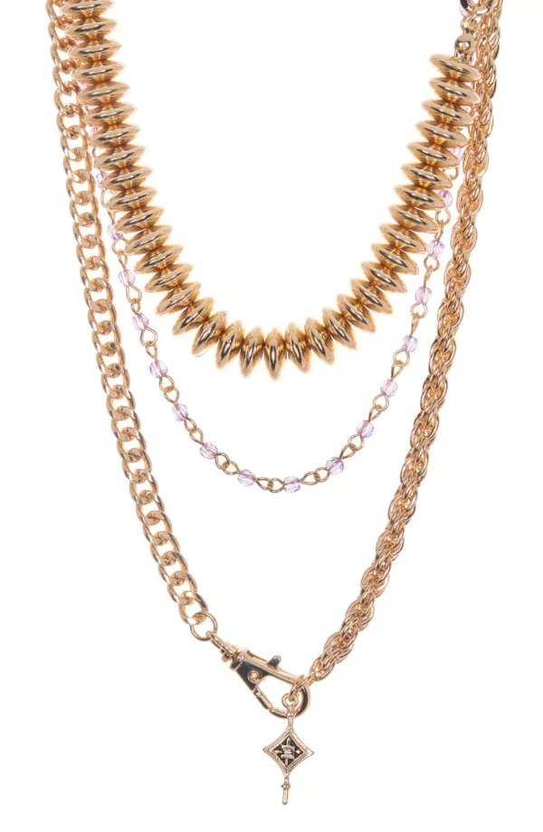 Gold-Tone Beaded Layered Necklace