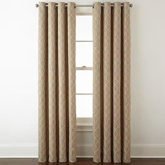 JCPenney Home Pasadena Embroidery Blackout Grommet Top Single Curtain Panel