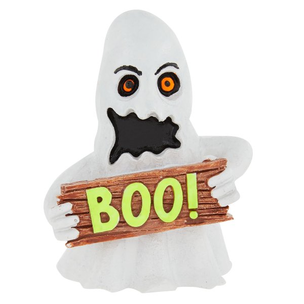 Thrills & Chills&trade; Ghost with Boo Sign Halloween Aquarium Ornament
