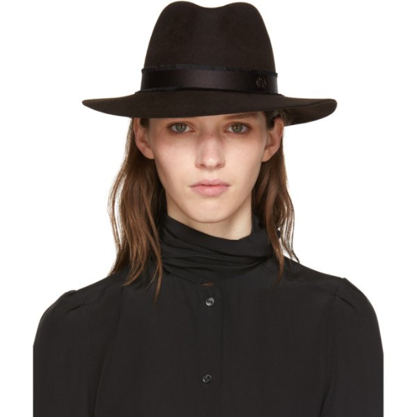 Maison Michel - Black Felt Timeless Virginie Fedora