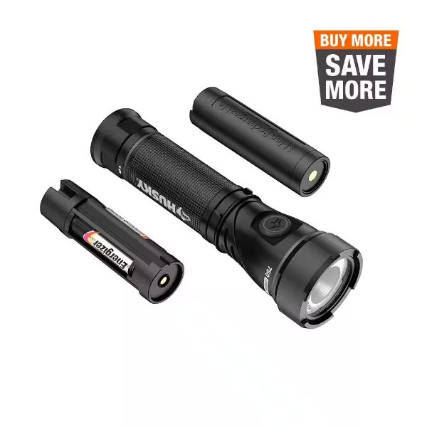 750 Lumens Dual Power LED Swivel-Head Rechargeable Flashlight with Pocket Clip and Rechargeable Battery