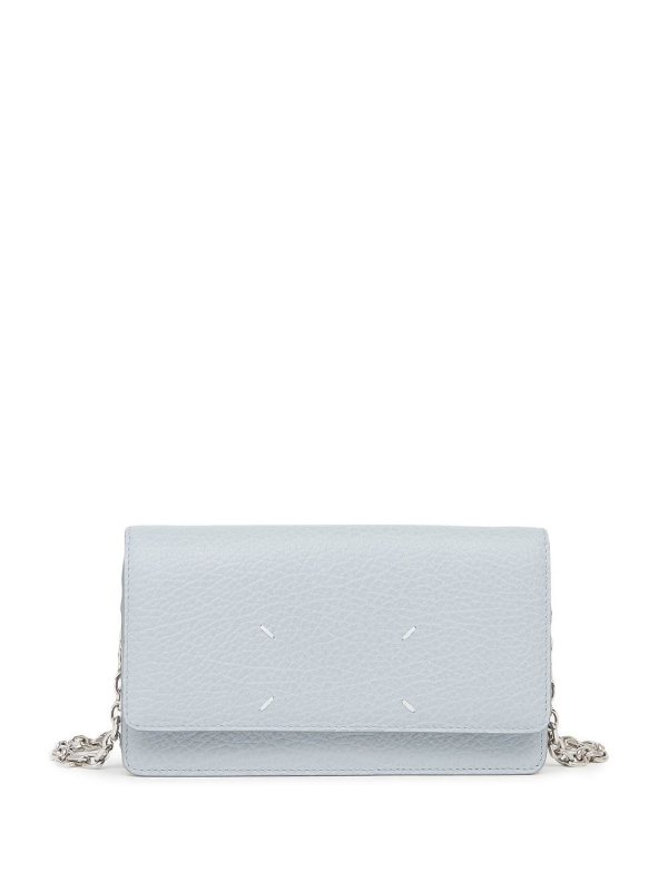 grained leather clutch bag
