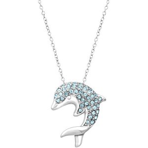 Aqua Crystal Dolphin Pendant