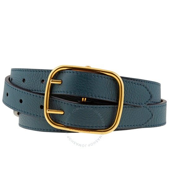 Double-strap Leather Belt In Dark Cyan And Dusty Rose