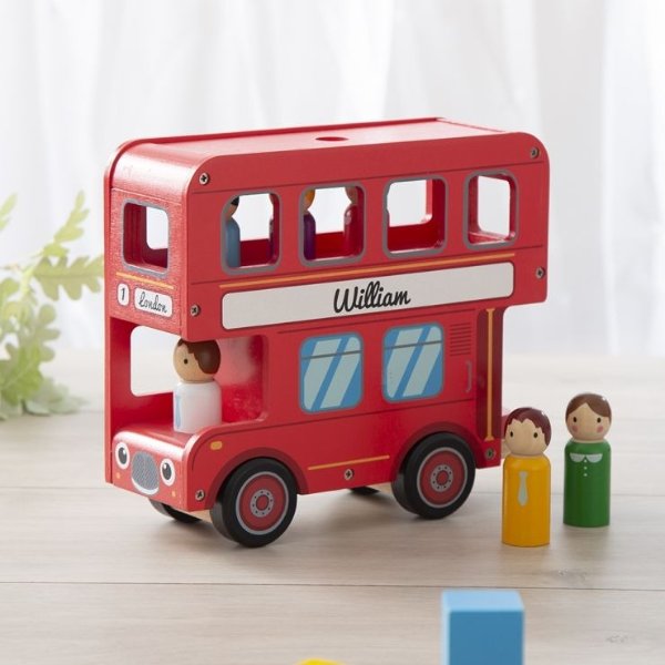Personalized London Bus Wooden Toy