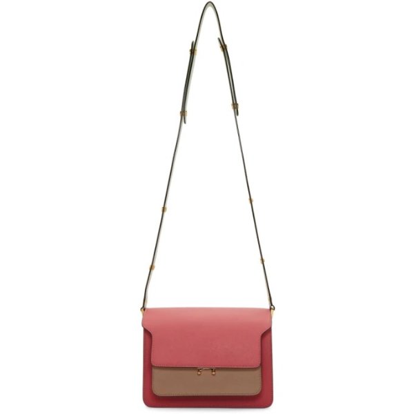- Green & Pink Saffiano Medium Trunk Bag