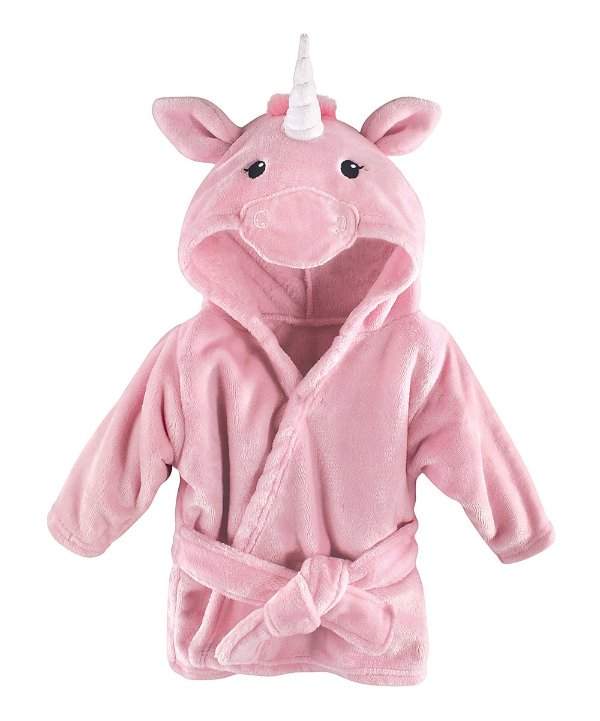 Pink Unicorn Hooded Fleece Robe - Newborn