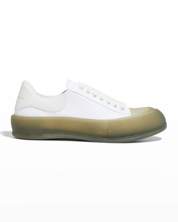 Men's Canvas-Leather Low-Top Sneakers